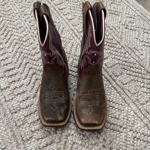 Ariat Kids' Western Boots in Brown and Purple